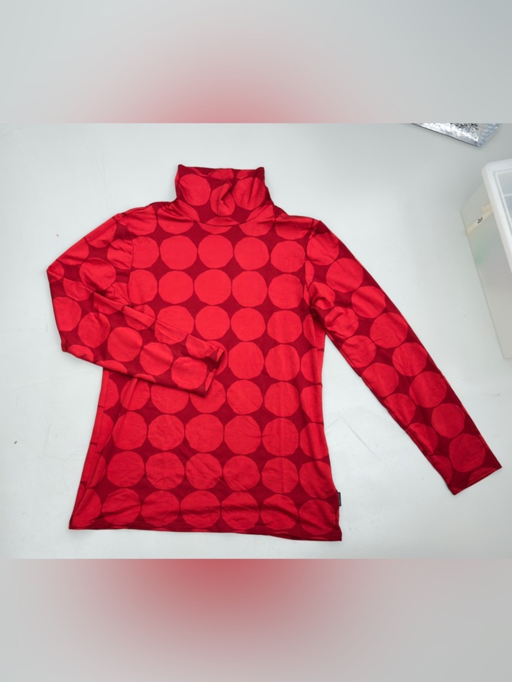 UNIQLO/ Marimekko HEATTECH Collab- Red XL Turtleneck Tee - Bold Red Shirt